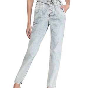 Express Retro Button Fly Super High Rise Tapered Ankle Jeans - Size 4
